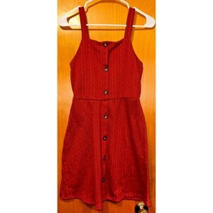 Love Squared Girls Red Cable Knit Texture Button Front Jumper Dress Size 16‎